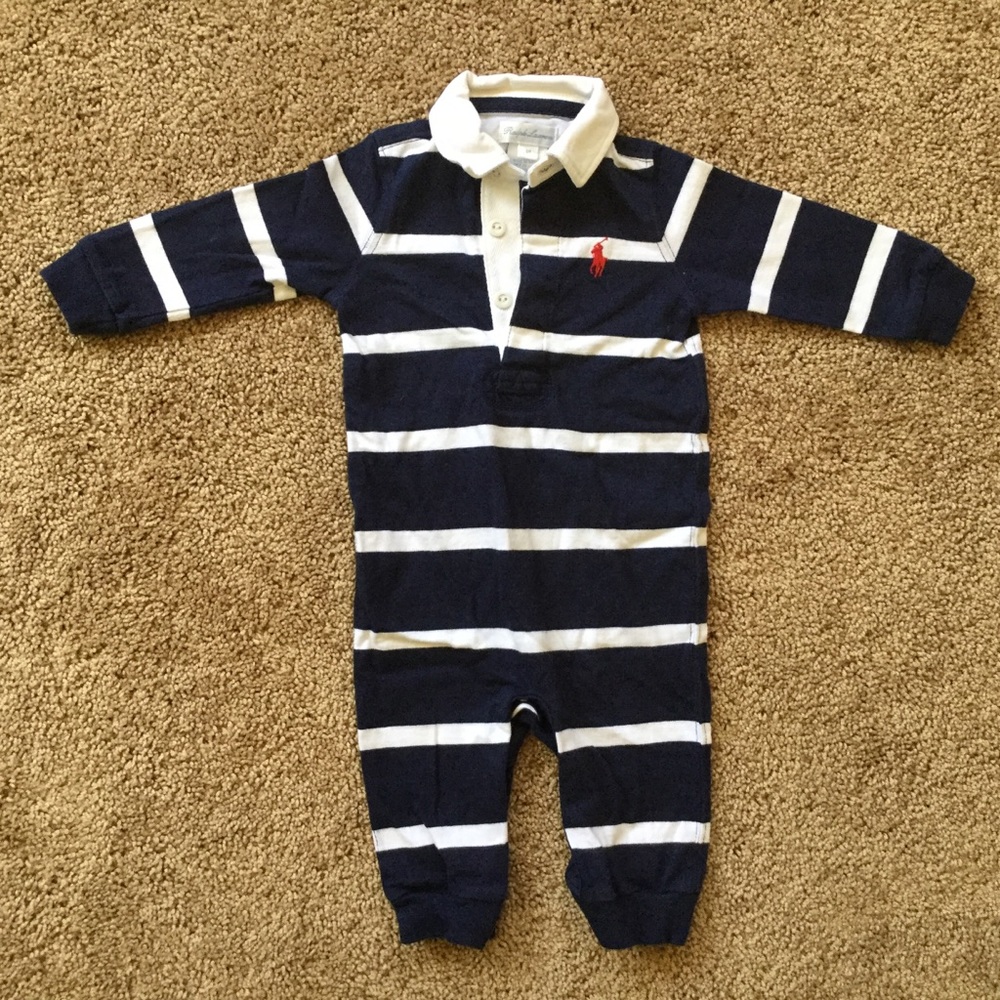 👶6M👶Ralph Lauren Striped Rugby Coverall